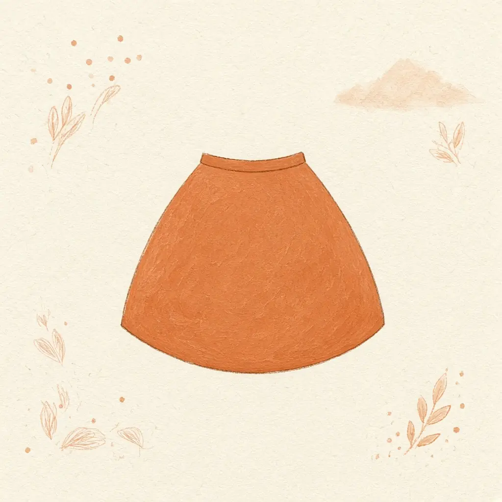 Illustration of an orange half circle skirt silhouette