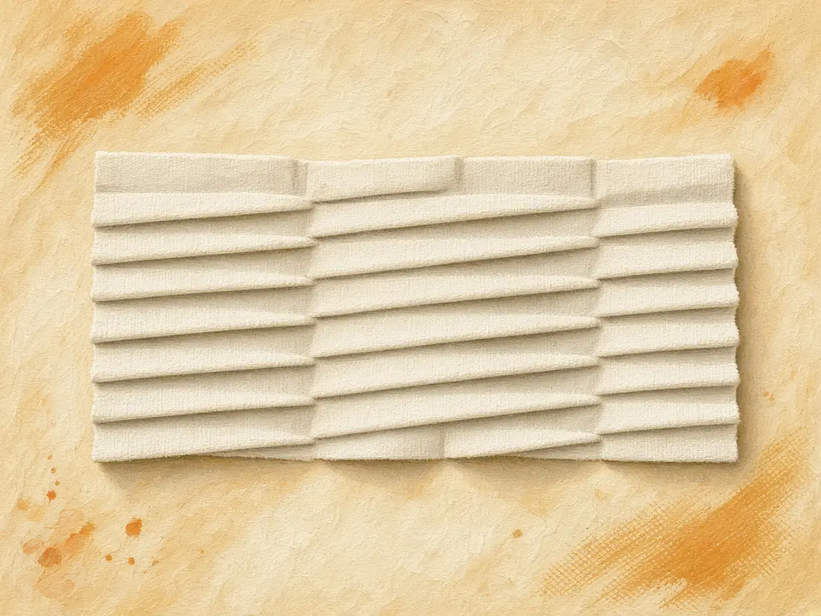 Illustrated fabric swatch folded into knife pleats that all face one way